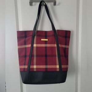 Red Plaid Tote Bag with Black Trim - JOY